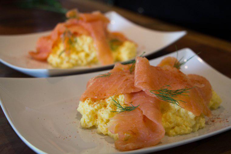 Smoked salmon and scrambled eggs, una delle scelte per la colazione alla Roineabhal Guesthouse vicino ad Oban